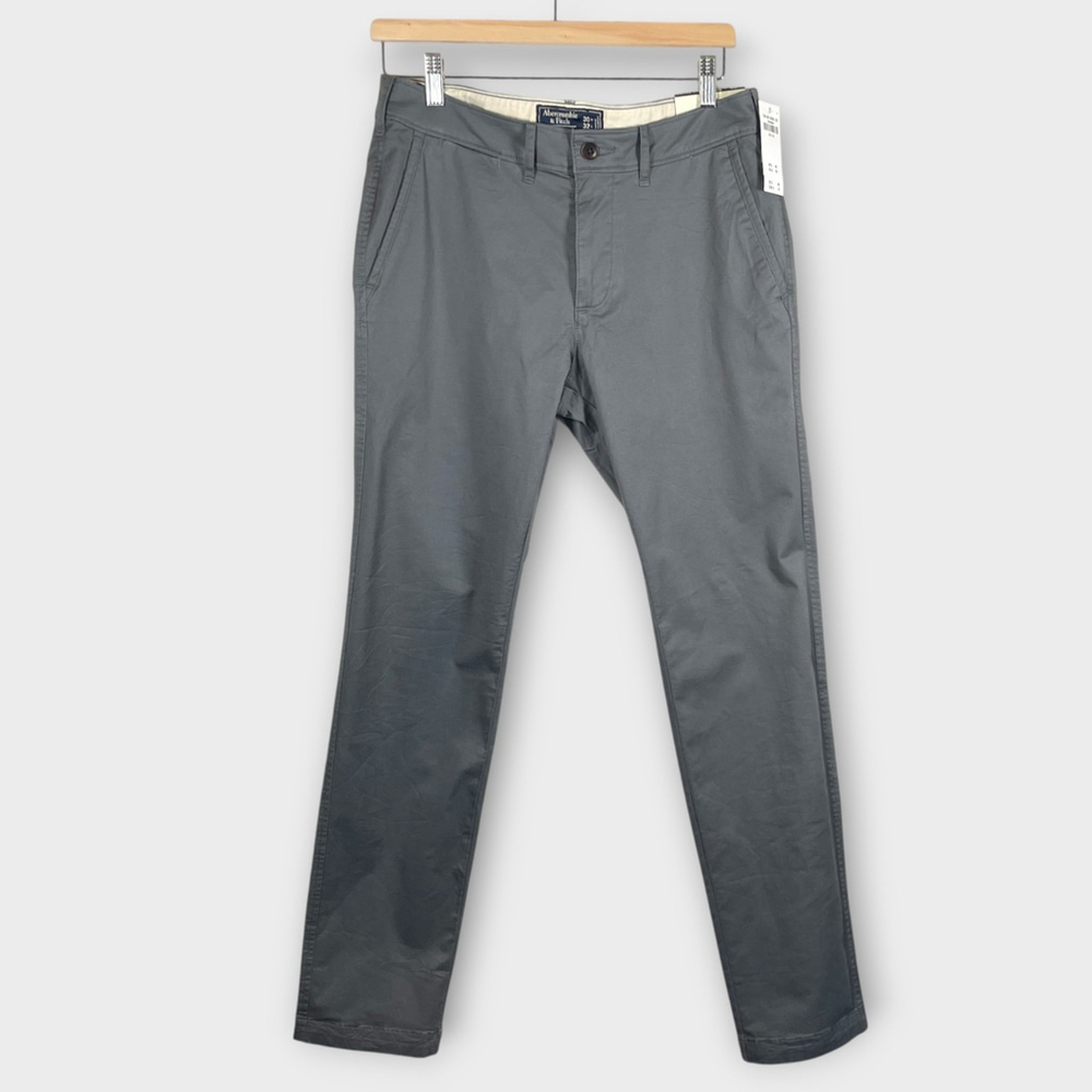 Abercrombie + Fitch Skinny Chino Mens 30 x 32 Gray NEW